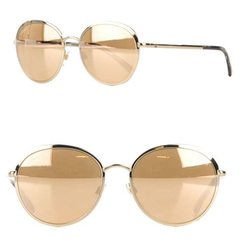 chanel gold round sunglasses